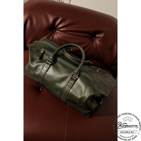 Кожаная дорожно-спортивная сумка Англия (хаки гладкая кожа)